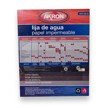 Lija de Agua Akron AKR06-02 | Grano 100 | 25 Hojas