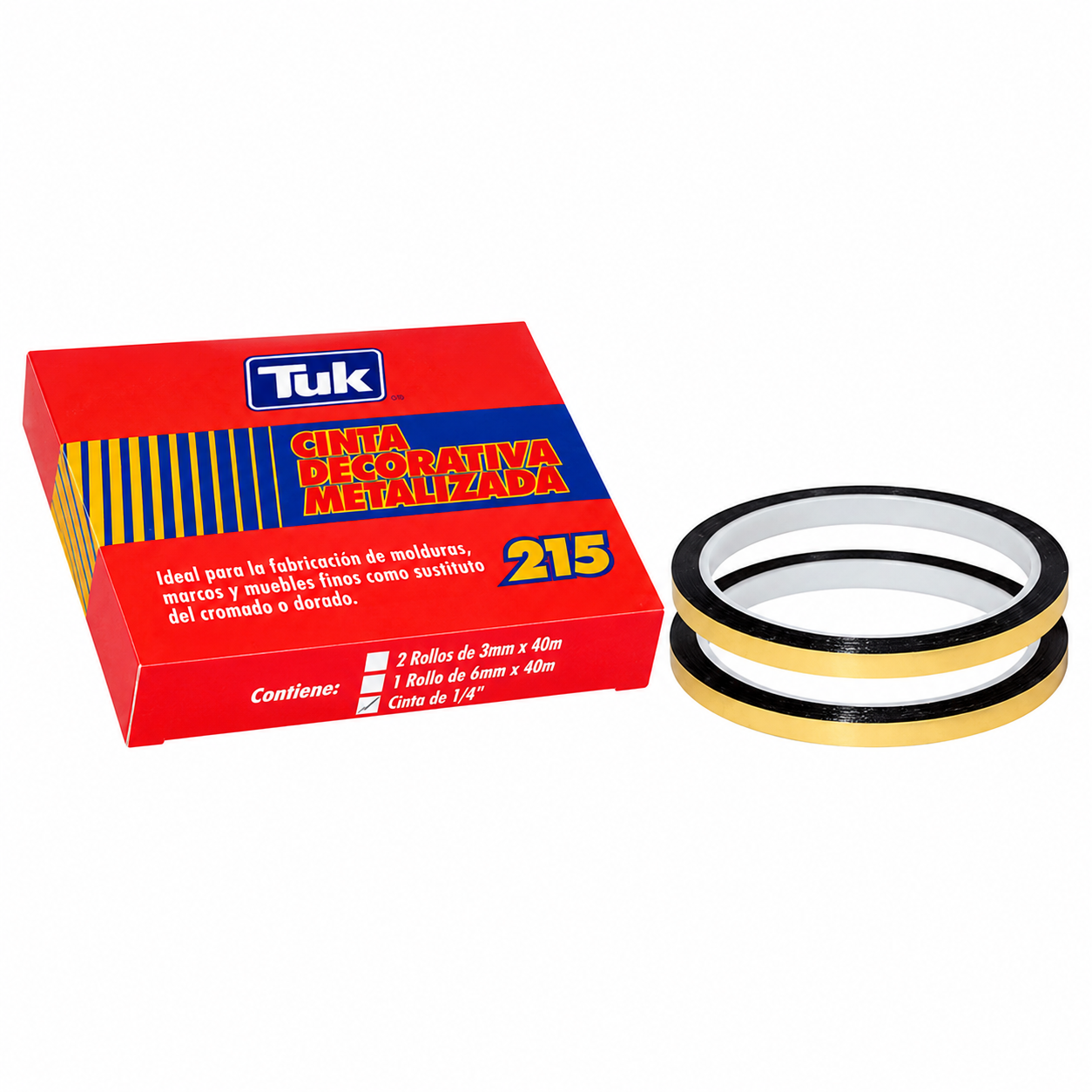 Cinta Decorativa Autoadhesiva 2 pzs - Oro, 3mm x 40mts