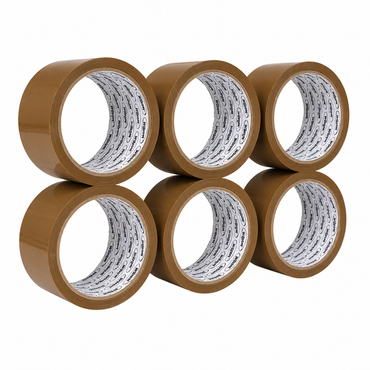 Cinta Adhesiva de 2" (48mm), 40m y 100m, Paquete de 6 pzs - Canela 2"x40mts