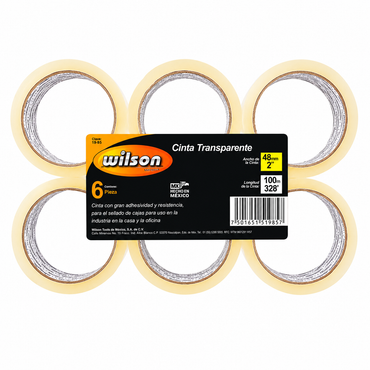 Cinta Adhesiva de 2" (48mm), 40m y 100m, Paquete de 6 pzs - Transparente 2"x100mts