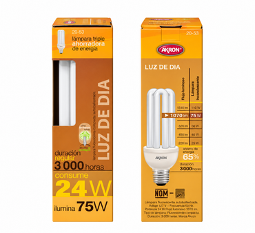 Foco Triple Akron 20-53| Luz blanca | 3000hrs / 24W de consumo / 75W de iluminación
