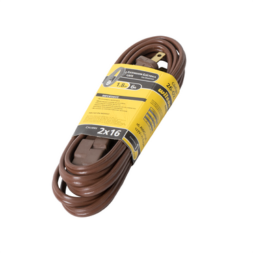 Extensión Eléctrica 1.5, 1.8, 2.7, 3.6, 4.6, 6.1 mts en Blanco y Café - Café, 1.8mts