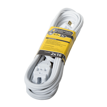 Extensión Eléctrica 1.5, 1.8, 2.7, 3.6, 4.6, 6.1 mts en Blanco y Café - Blanco, 2.7mts