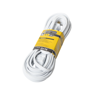 Extensión Eléctrica 1.5, 1.8, 2.7, 3.6, 4.6, 6.1 mts en Blanco y Café - Blanco, 6.1mts