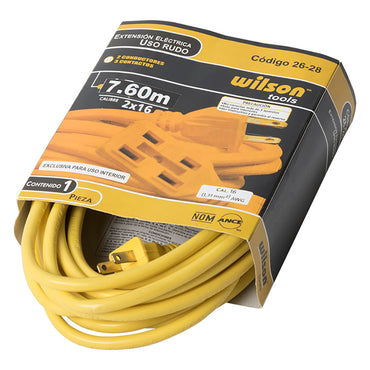 Extensión Eléctrica Uso Rudo 2.4 a 30mts, Amarilla - 15.2mts