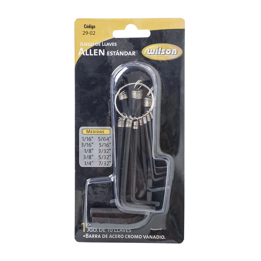 Juego de Llaves Allen Standard y Milimétrica - 1/16” Hasta 3/8” / 10 Pz