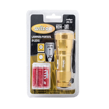 Linterna de 9 LEDs Aluminio Dorada