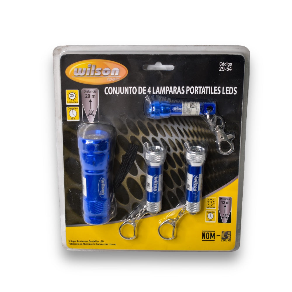 Set de 4 Linternas Azul LED