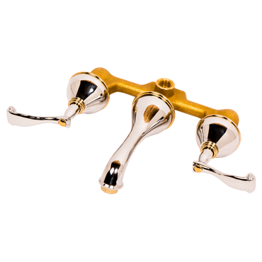 Mezcladora para Lavabo Montaje de Piso/Pared 8” Mod. Da Vinci - Cromo y Oro de Pared