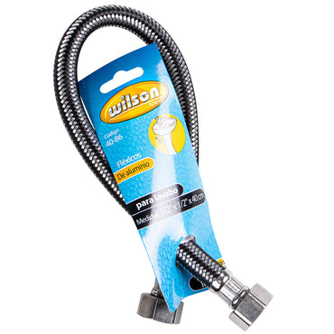 Manguera Flexible Wilson 40-86 | Aluminio | Para Lavabo | Medida 1/2" x 40cm
