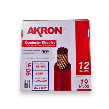 Cable de Cobre Akron 52-12N | Calibre 12 | 90 m | Negro