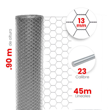 Malla Hexagonal Akron 60-01 | Alto 0.90m | Largo 45m | Abertura 13mm | Calibre 23