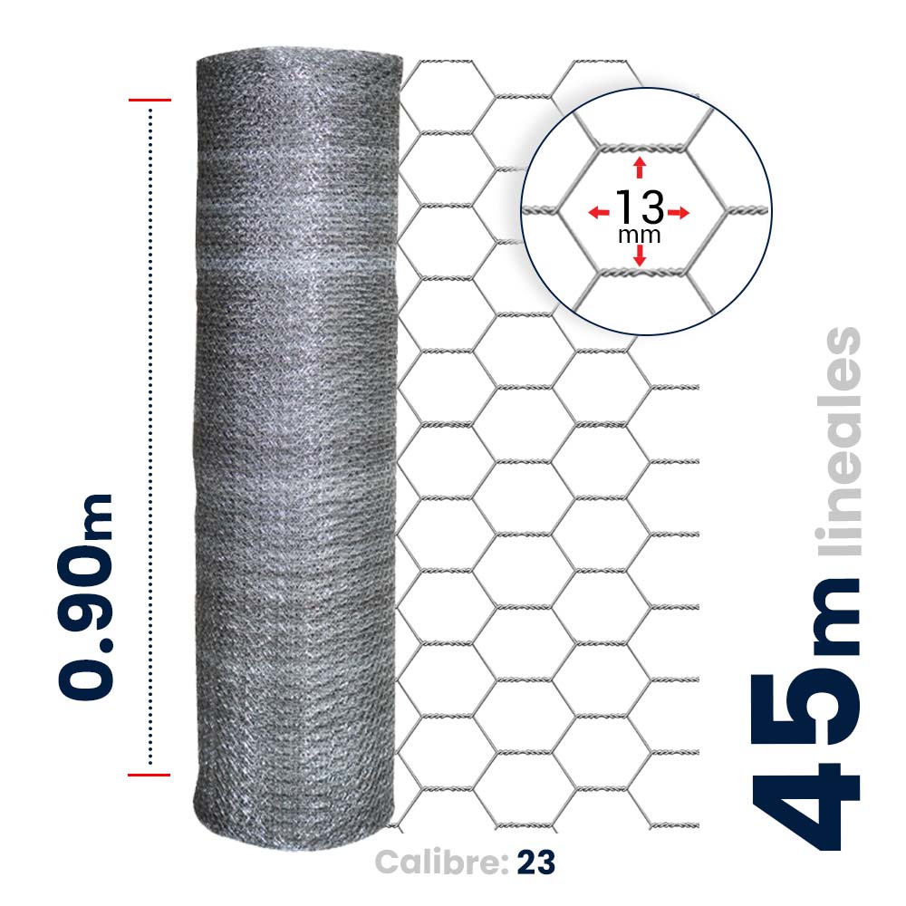 Malla Hexagonal Akron 60-01 | Alto 0.90m | Largo 45m | Abertura 13mm | Calibre 23