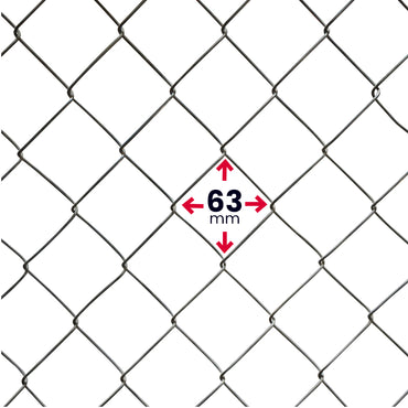 Malla Ciclónica Galvanizada 63mm, 1.00 a 2.00 mts, Rollo 20 mts, Calibre 12.5 - 1.00 mts