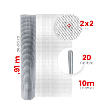 Malla Criba Reforzada Galvanizada Akron 61-15R | Medida 2x2 | Largo 10m | Calibre 20