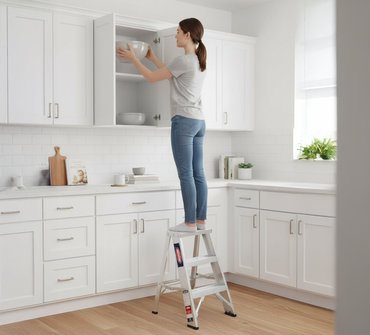 Taburete Plegable Akron 77-18 | De Aluminio | Altura 0.61m | 2 Peldaños | Uso Comercial (Tipo III)