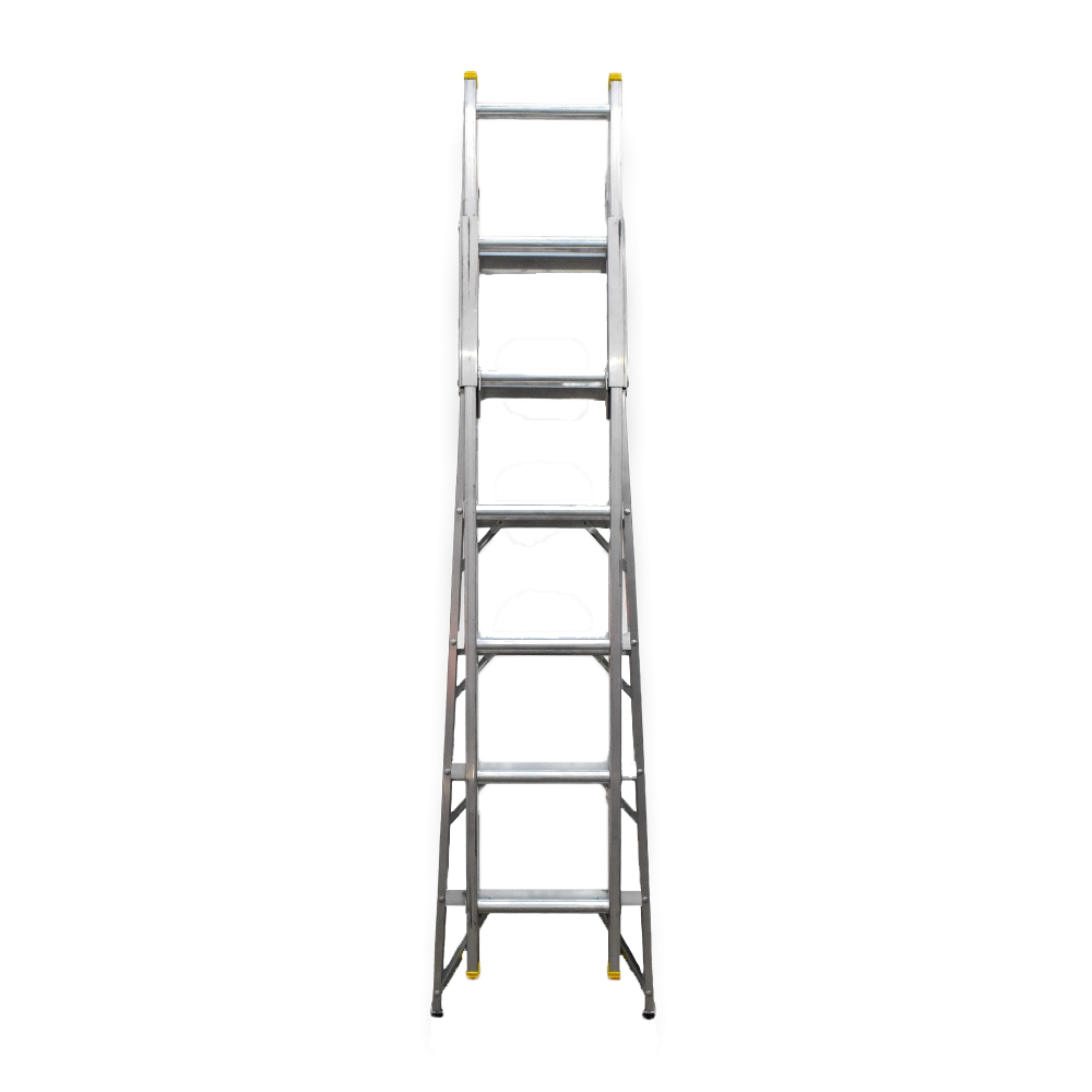 Escalera Convertible Akron 77-19 | De Aluminio | Tijera 1.99m | Extensión 3.30m | 13 Escalones | Uso Profesional | Tipo ll | Capacidad De Carga 175kg