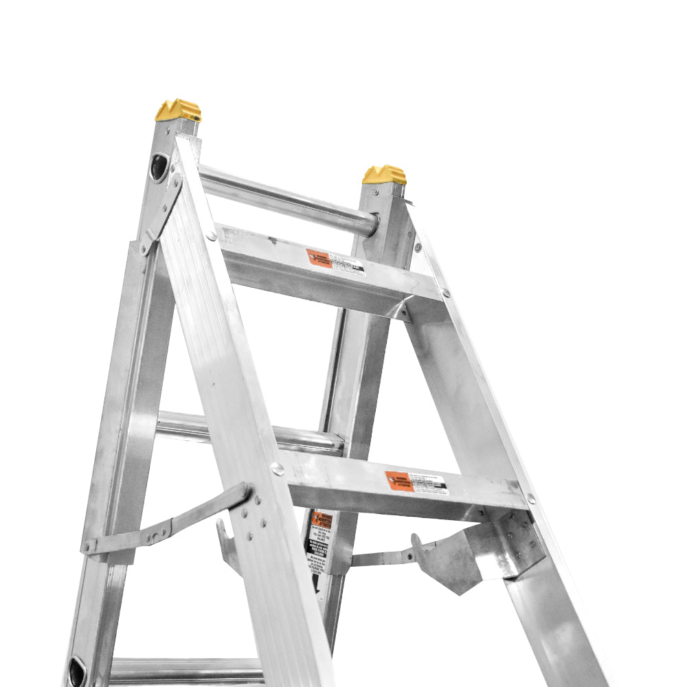 Escalera Convertible Akron 77-21 | De Aluminio | Tijera 3.18m | Extensión 5.50m | 21 Escalones | Uso Profesional | Tipo ll | Capacidad De Carga 175kg