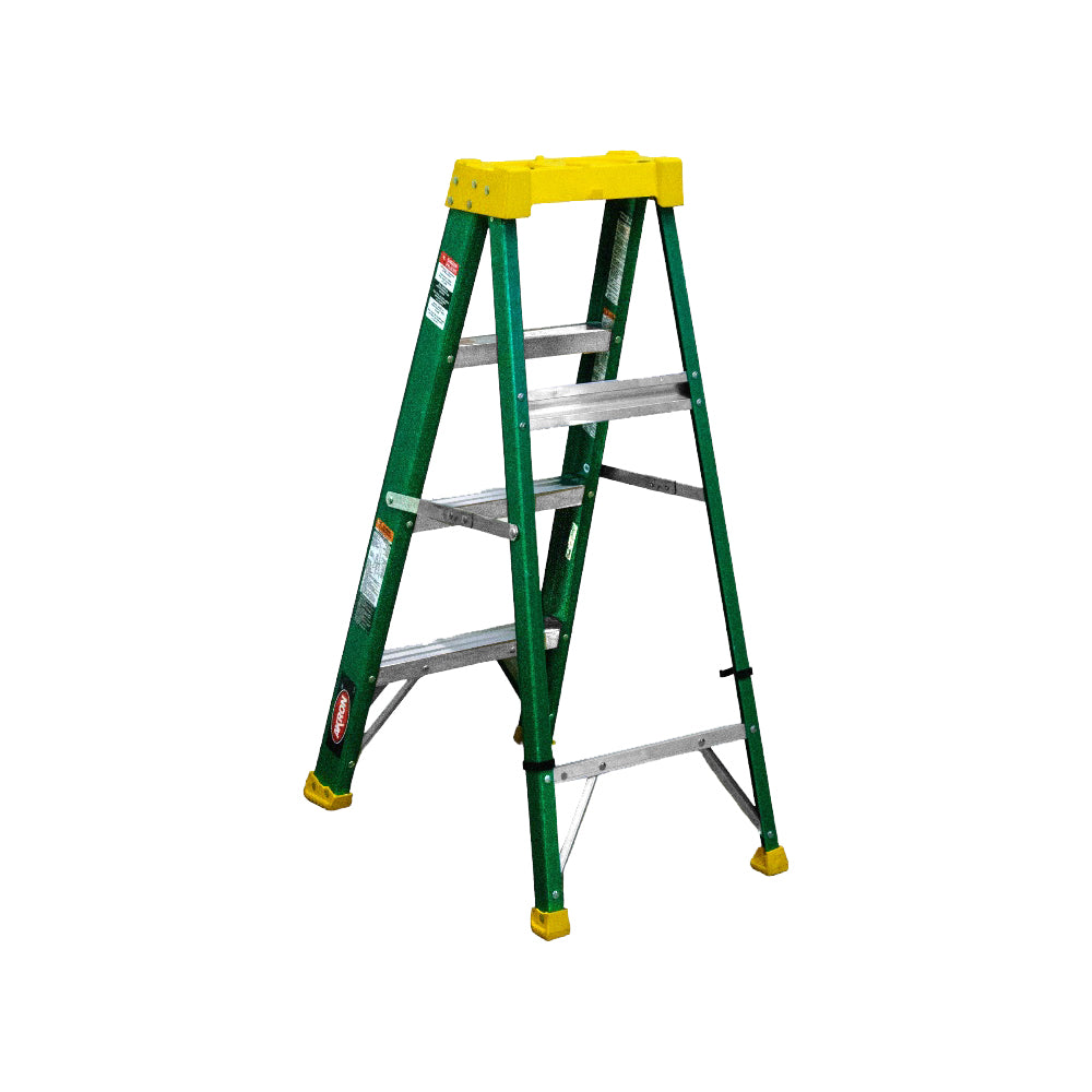 Escalera de Tijera Akron 77-87 | De Fibra de Vidrio | Altura 1.15m | 3 Peldaños | Uso Profesional (Tipo II)