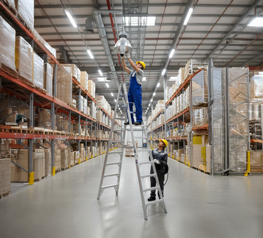 Escalera De Tijera Doble Akron 78-09 | De Aluminio | 3.05m | 18 Escalones | Uso Profesional | Tipo ll | Capacidad de Carga 175kg