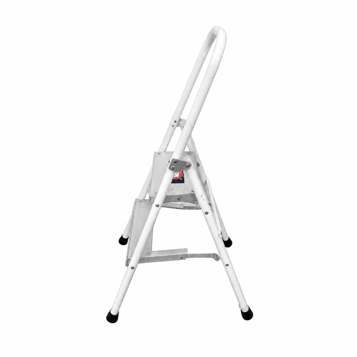 Escalera Taburete Akron 78-38 | De Aluminio | Altura 1.15m | 2 Peldaños | Uso Comercial (Tipo III) color Blanco