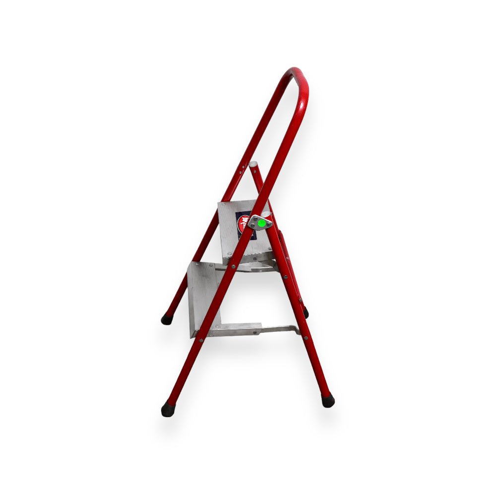 Escalera Taburete Akron 79-06R | De Aluminio | Altura 1.15m | 2 Peldaños | Uso Comercial (Tipo III) color Rojo