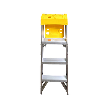 Escalera De Tijera Akron 79-15 | De Aluminio | 1.22m | 3 Escalones | Uso Profesional | Tipo ll | Con Plataforma Y Porta Cubeta Plástica