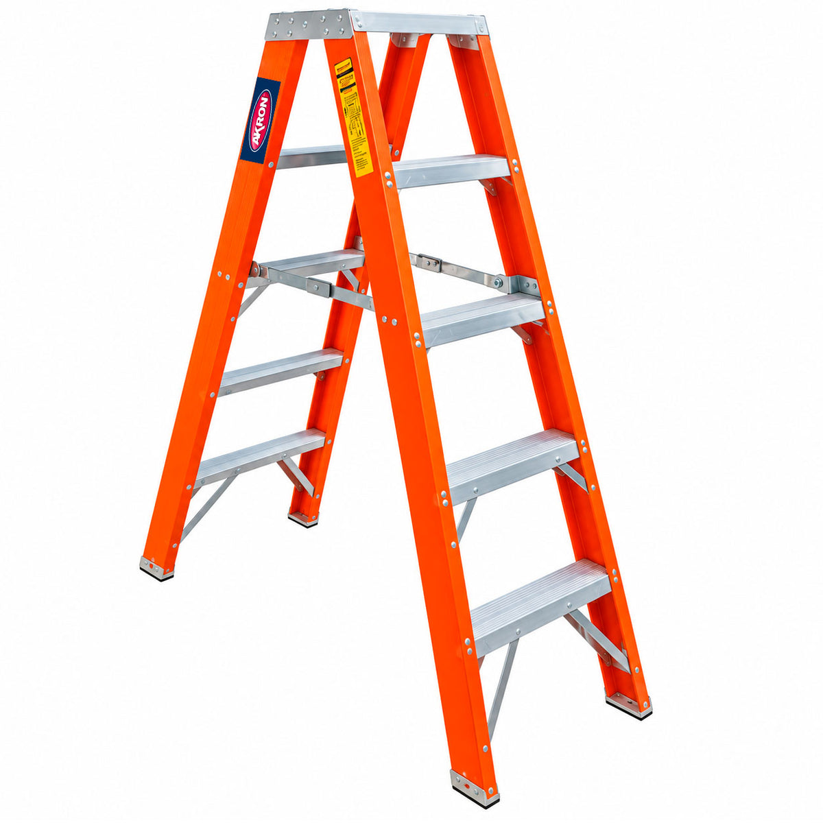 Escalera de Tijera Doble Akron 80-82 | De Fibra de Vidrio | Altura 1.44m | 8 Peldaños | Uso Industrial Pesado (Tipo IA)