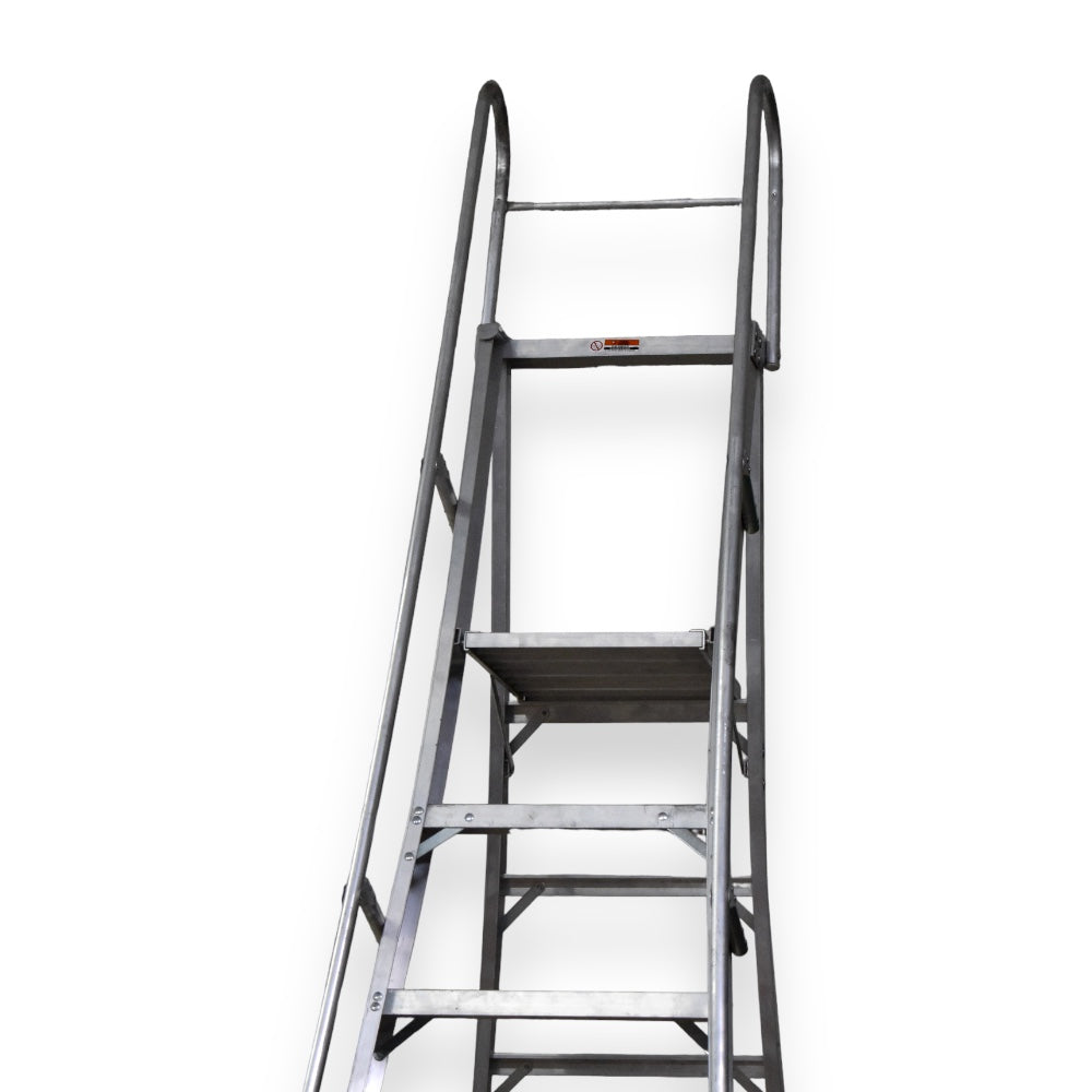Escalera De Plataforma Rodante Akron 80-102 | De Aluminio | Altura a Plataforma 2.87m | 9 Escalones | Uso Industrial Pesado | Tipo lA | Capacidad De Carga 225kg