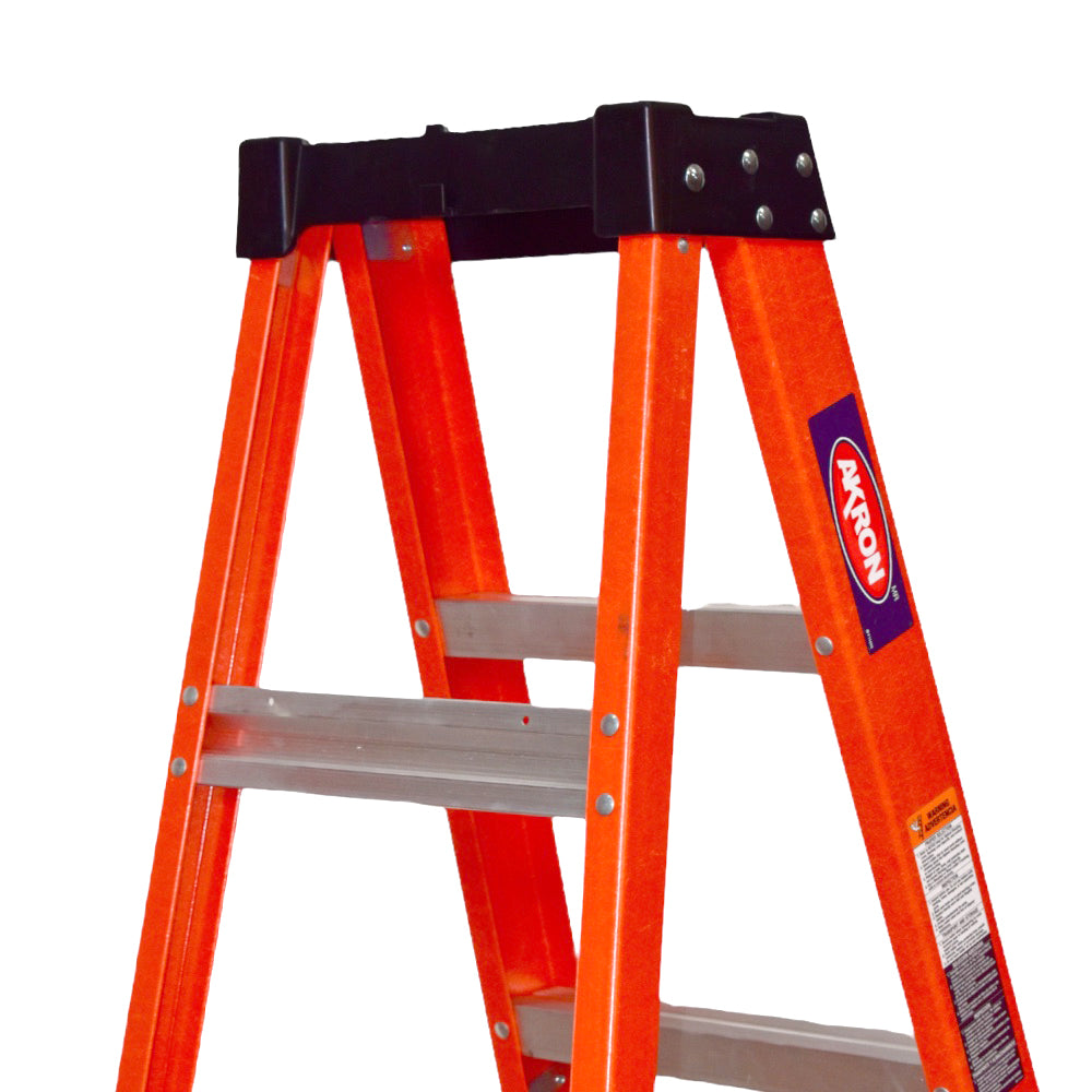 Escalera De Tijera Akron 81-55 | De Fibra de Vidrio | 1.52m | 4 Escalones | Uso Doméstico | Capacidad De Carga 90kg | Plataforma Plástica