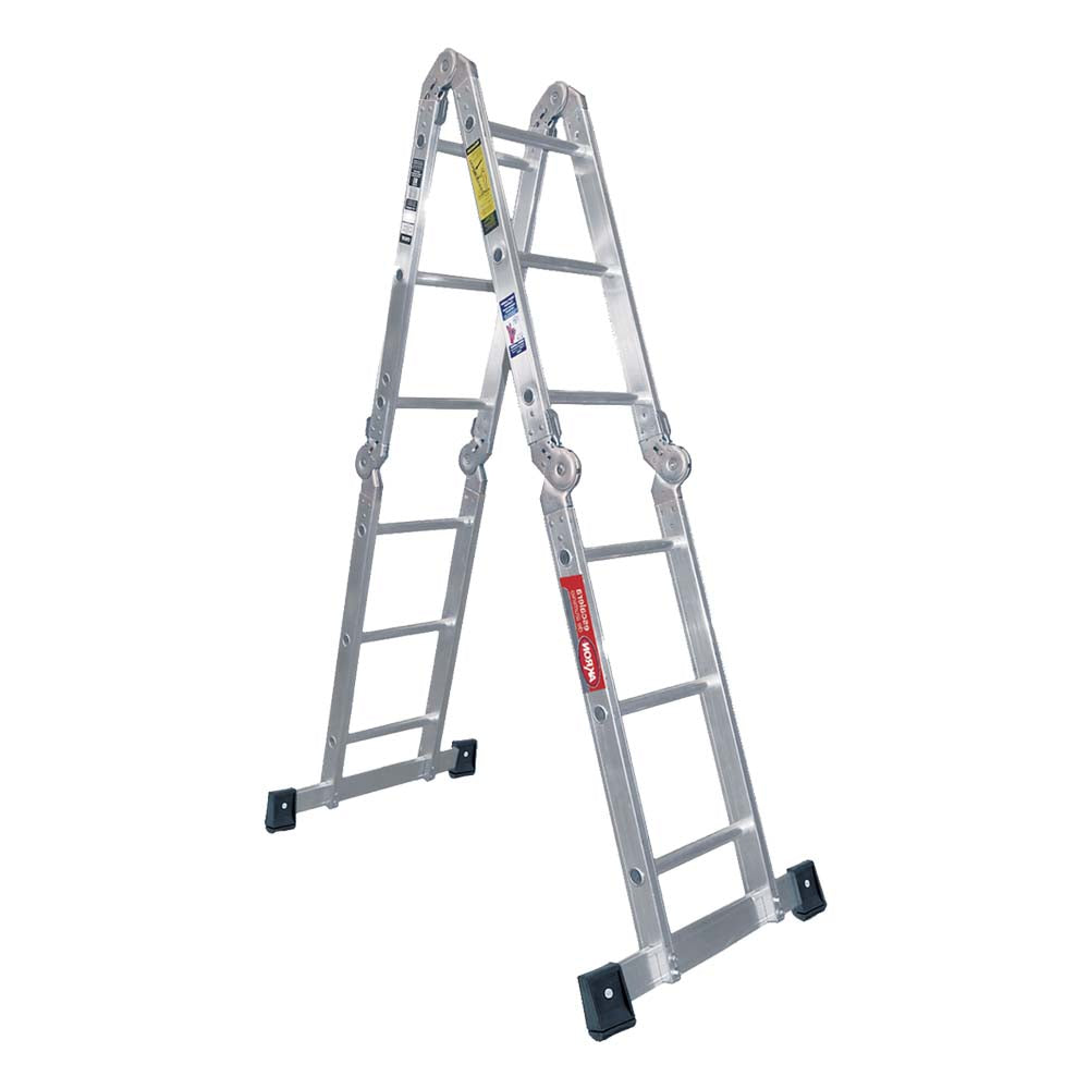 Escalera Multiposiciones Akron 81-962 | De Aluminio | Tijera 1.94m | Recta 3.28m | 12 Escalones | Uso Comercial | Tipo lll | Capacidad De Carga 150kg