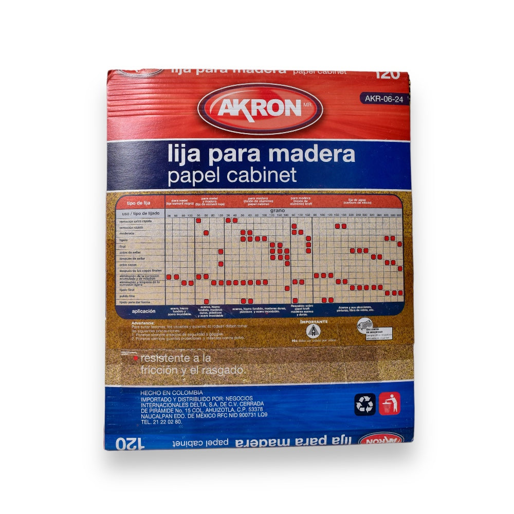 Lija de Madera 25 Piezas Varias Medidas - Grano 120