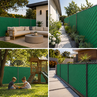 Cinta Rompe Vientos 63mm color verde Akron para Malla Ciclónica | CP-3MV | 3m² | Privacidad y Protección