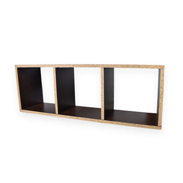 Cubo Triple, color blanco y tabaco 1.5x80x28x20cm - Tabaco