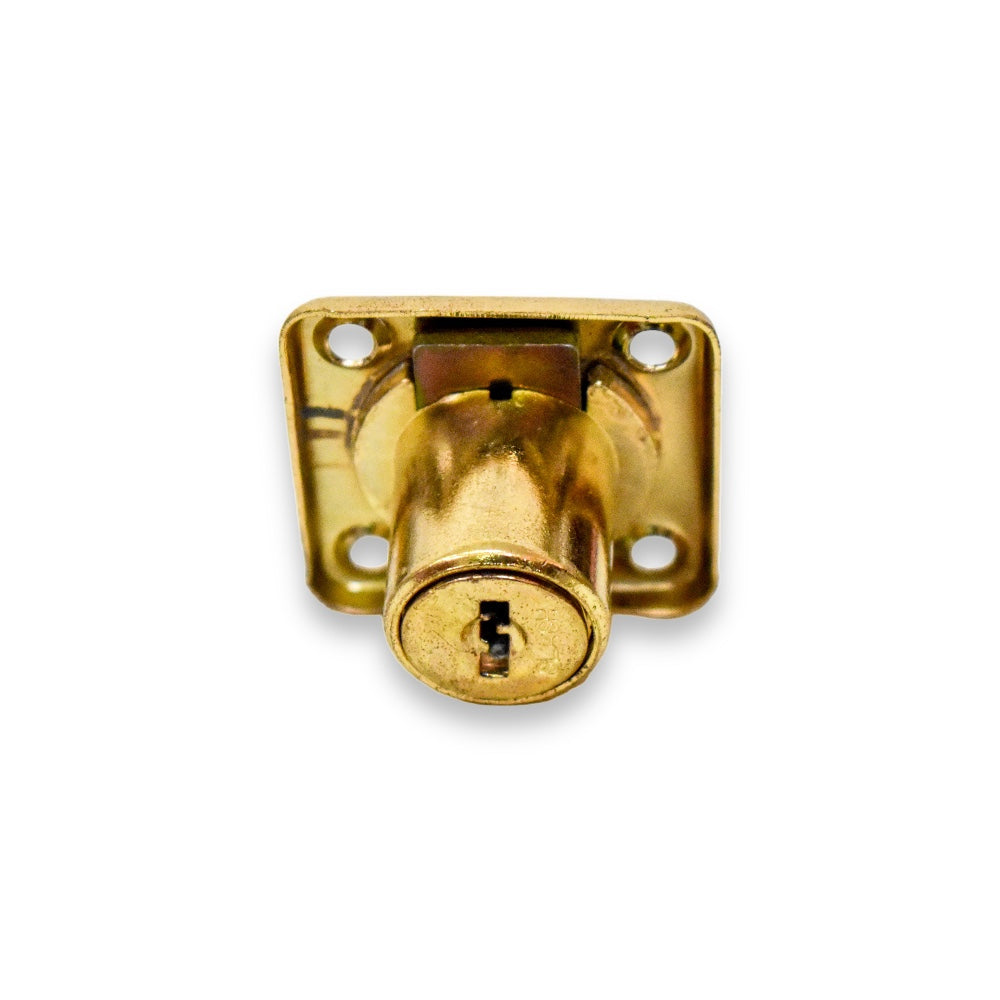 Cerradura para Mueble, acabado Niquelado y Latonado - Cuadrada Latonado