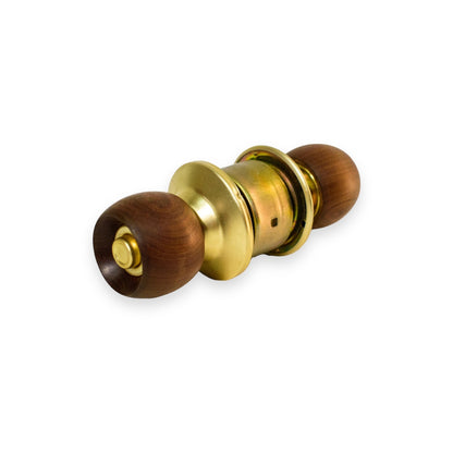 Cerradura de Pomo de Madera Bellwood para Baño, Recámara o Puerta Principal - Dorado p/Recámara