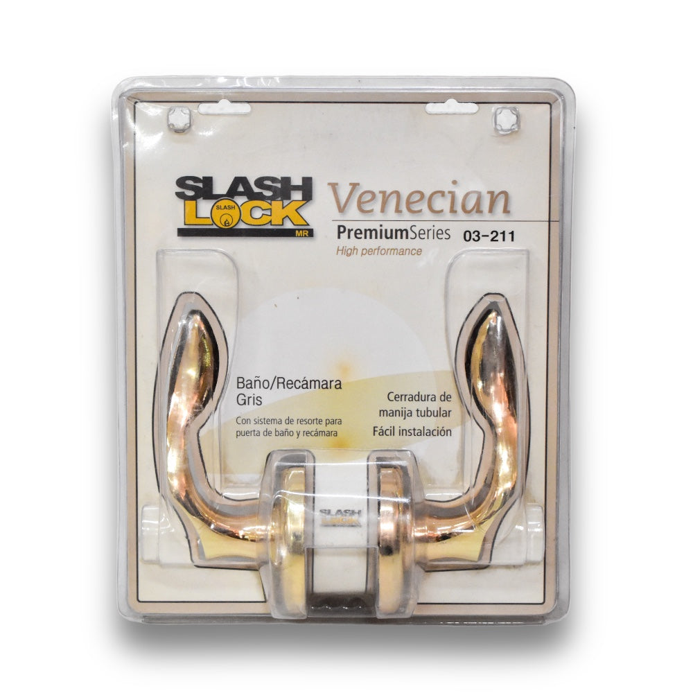 Cerradura de Manija Venecian para Baño o Recámara - Dorada