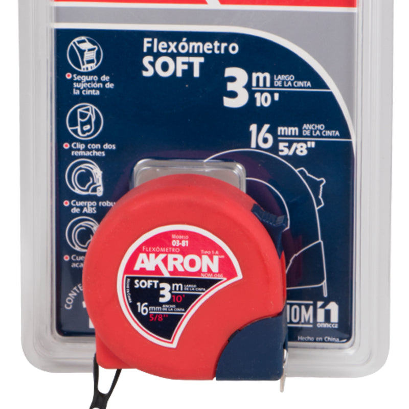 Flexómetro 3mts x 13, 16mm - 16 mm