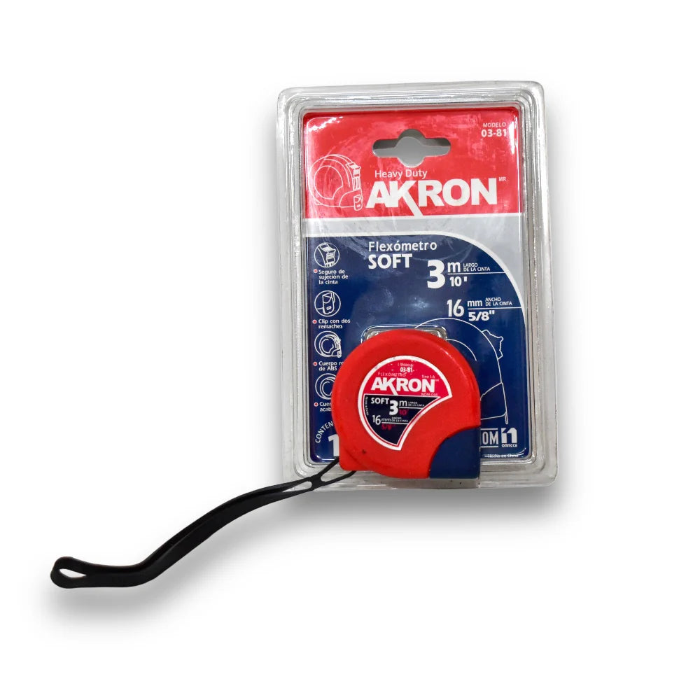 Flexómetro Akron 03-81SB | Medida 3m x 16mm | Acabado Soft Touch