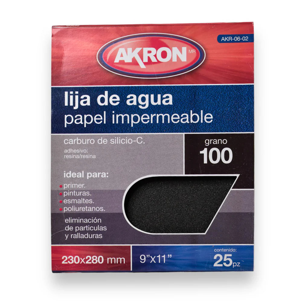 Lija de Agua Akron AKR06-02 | Grano 100 | 25 Hojas