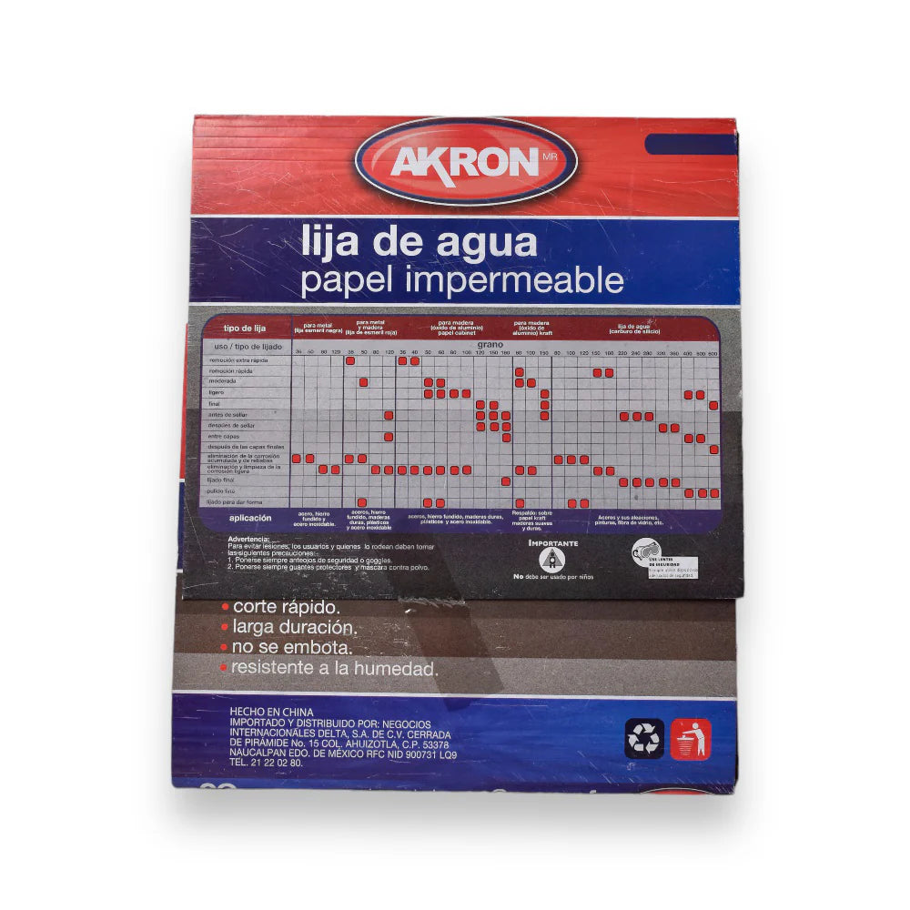 Lija de Agua Akron AKR06-03 | Grano 120 | 25 Hojas