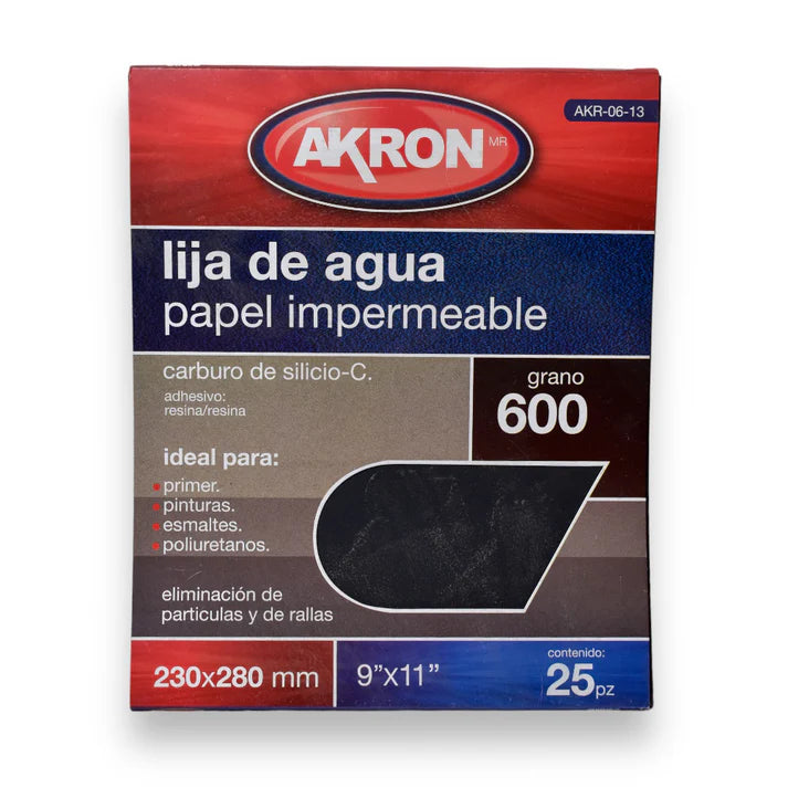 Lija de Agua Akron AKR06-13 | Grano 600 | 25 Hojas
