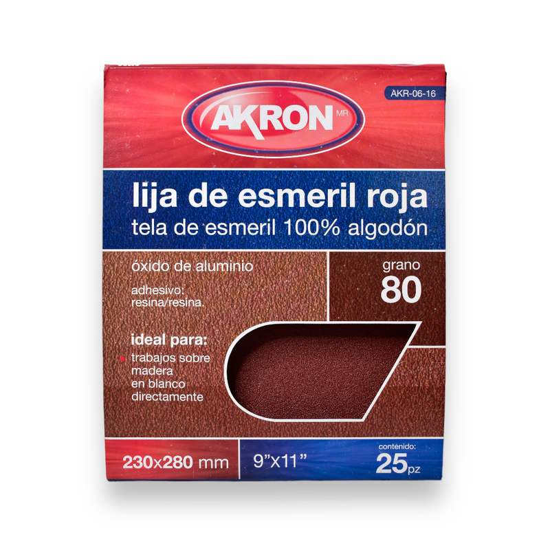 Lija de Esmeril Roja 25 Piezas  Varias Medidas - Grano 80