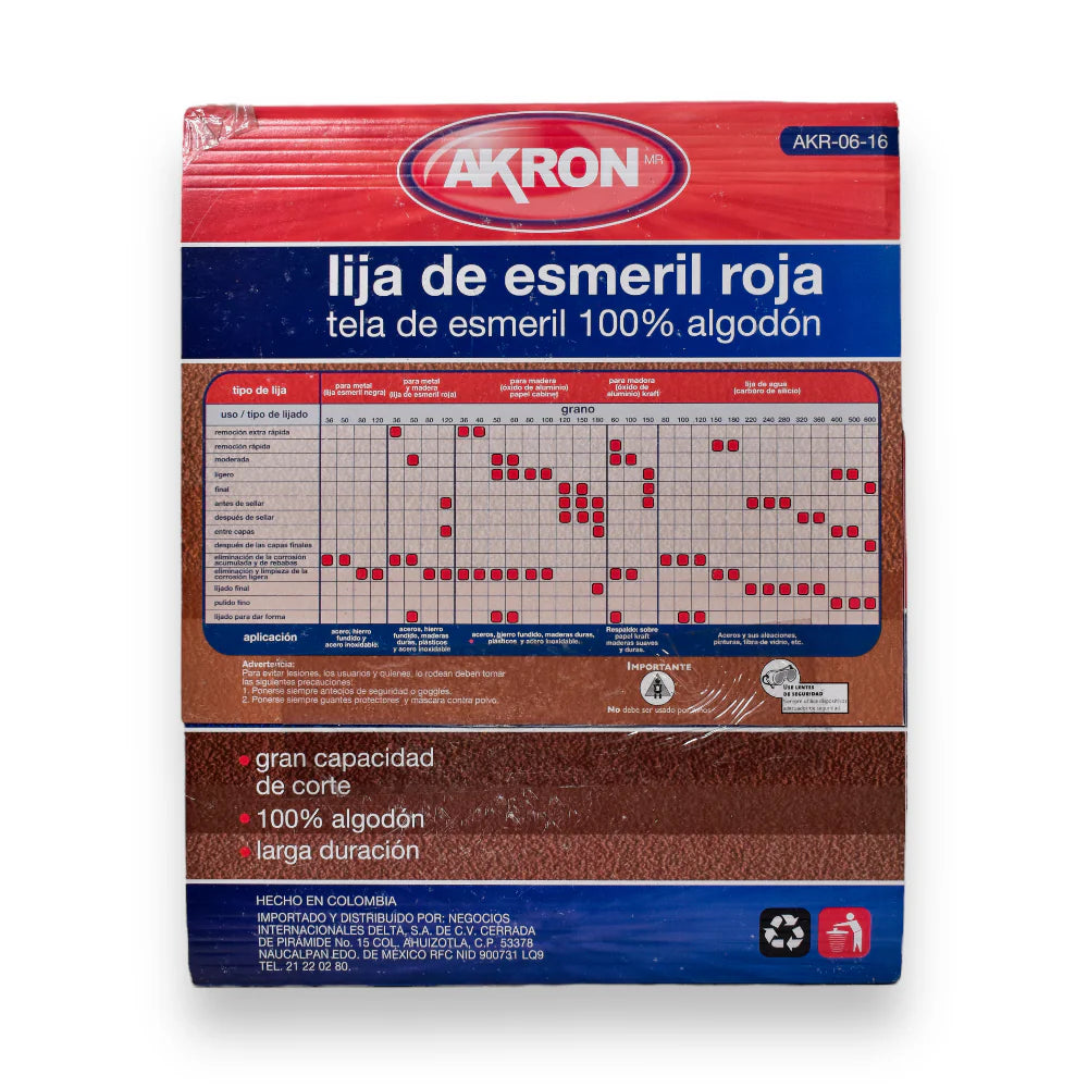 Lija de Esmeril Rojo Akron AKR06-16 | Grano 80 | 25 Hojas