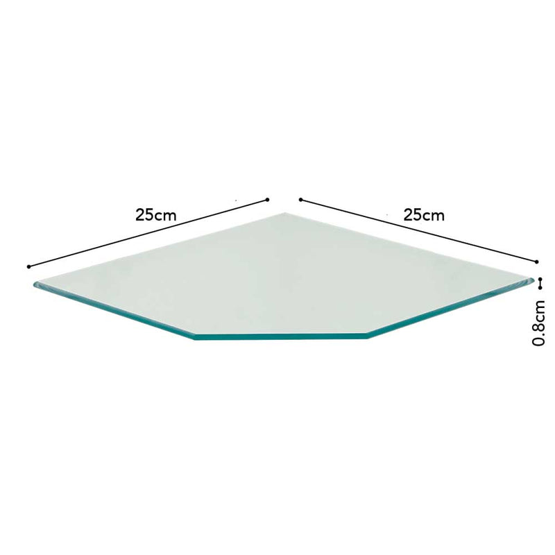 Repisas Esquineras de Vidrio Vetro, Prat-k - 08x25x25
