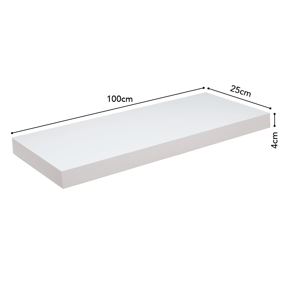 Repisa Recta Tendenza de 4x25 Color Tabaco y Blanco - 100 cm-Blanco