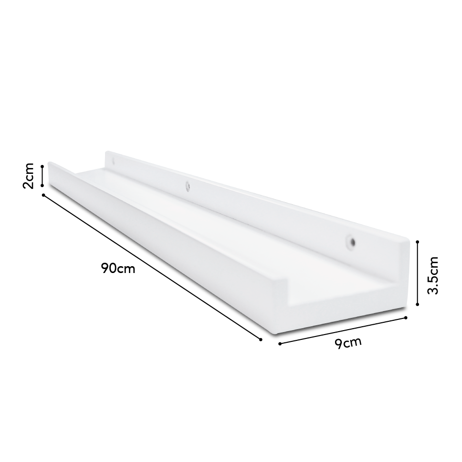 Repisa Recta Portaretratos Color Blanco, Negro - 2x90-Blanco