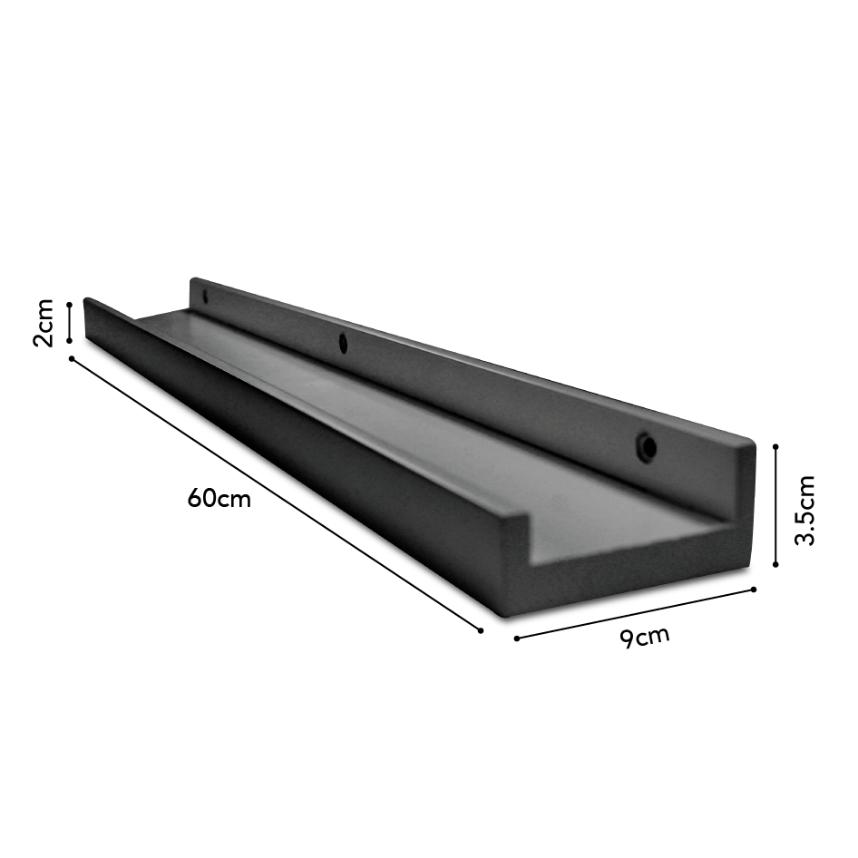 Repisa Recta Portaretratos Color Blanco, Negro - 2x60-Negro