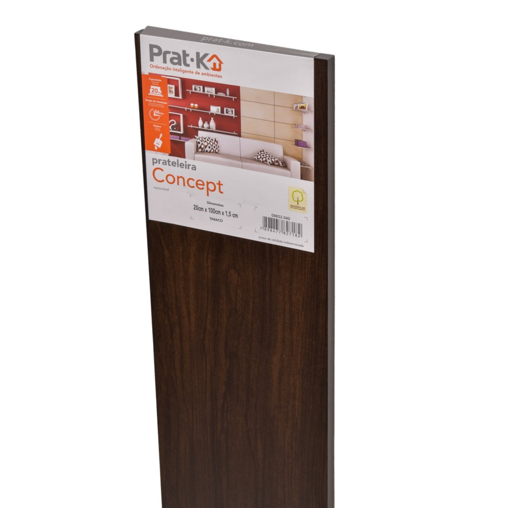 Repisa Recta Color Tabaco con Soporte 1.5 x 25 cm - 100 cm