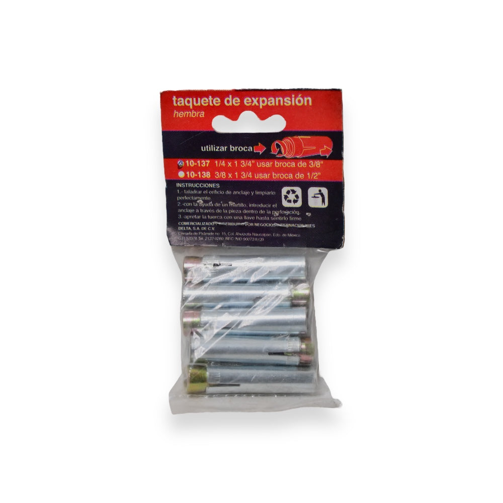 Taquete de Expansión Hembra 1/4 - 3/8 x 1 3/4" - 1/4 x 1 3/4"